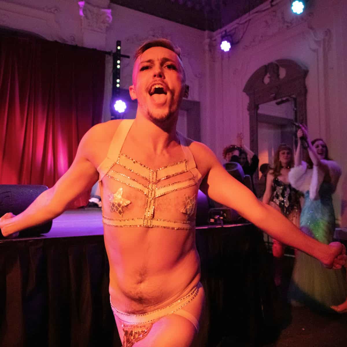 A Boylesque dancer on the stage